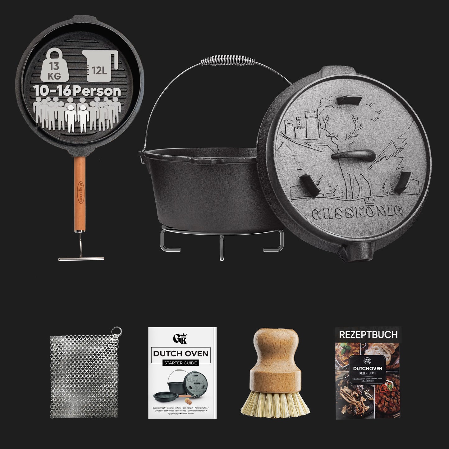Premium Dutch Oven Eingebrannt – Schmortopf
