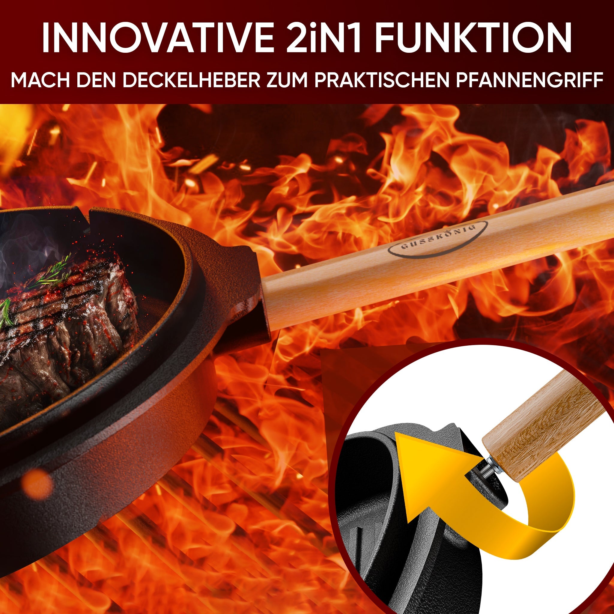2in1 Deckelheber für Dutch Oven | Gusskönig