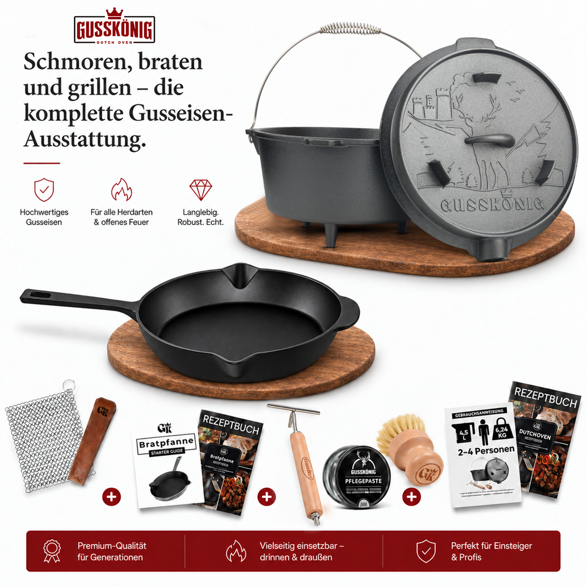 GUSSKÖNIG Komplettset – Schmortopf & Bratpfanne