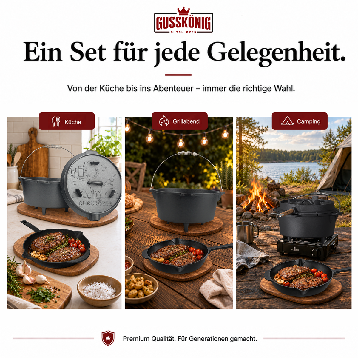 GUSSKÖNIG Komplettset – Schmortopf & Bratpfanne