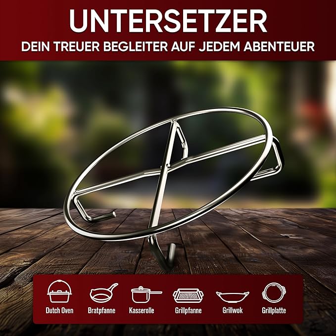 Edelstahl-Untersetzer 20x20 cm – Hitzebeständige Ablage für Dutch Oven
