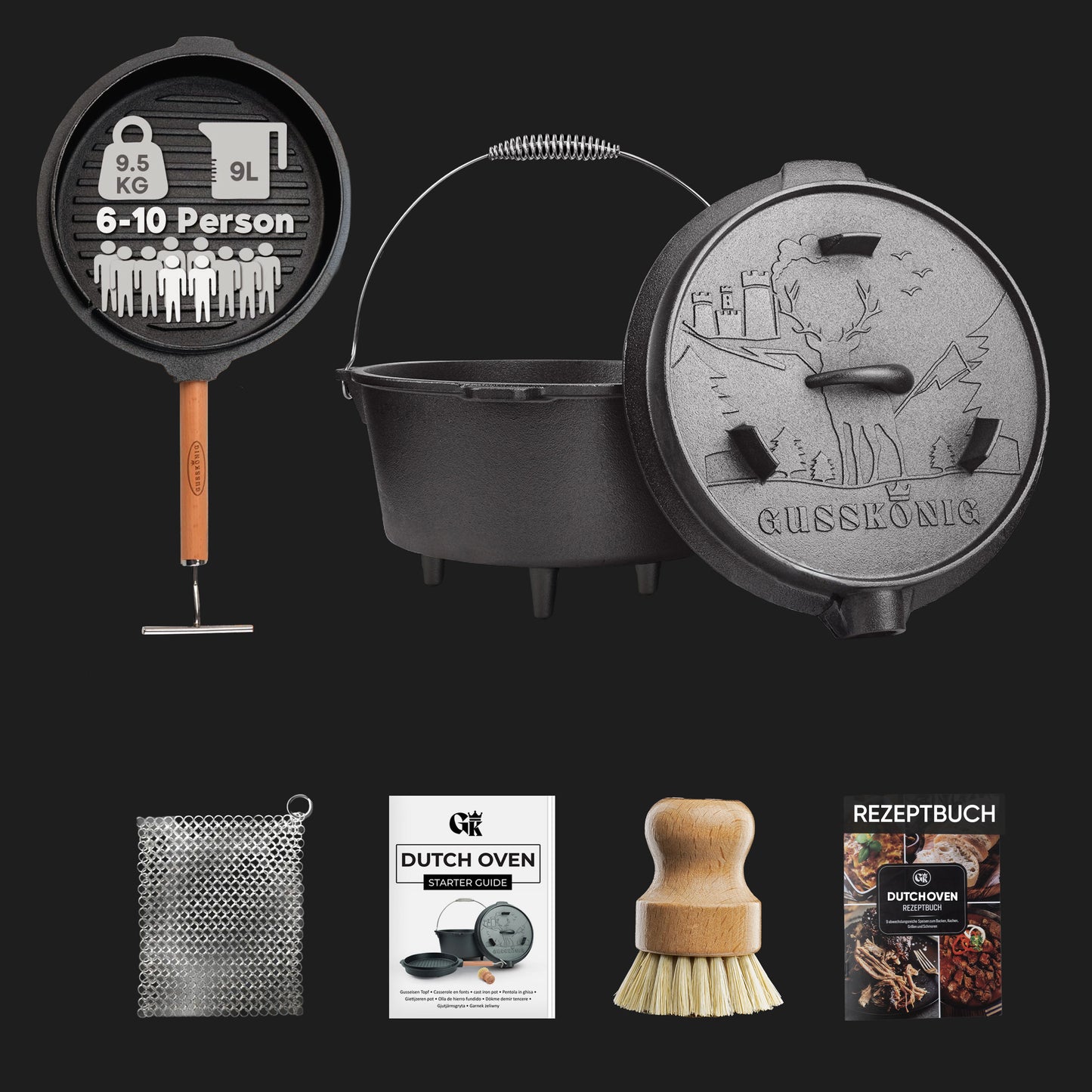 Premium Dutch Oven Eingebrannt – Schmortopf