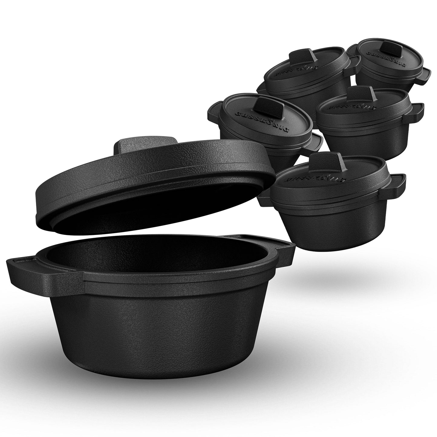 Dutch Oven Set Mini- 6x 300ml & 4x 300ml Gusseisen Mini Topf mit Deckel