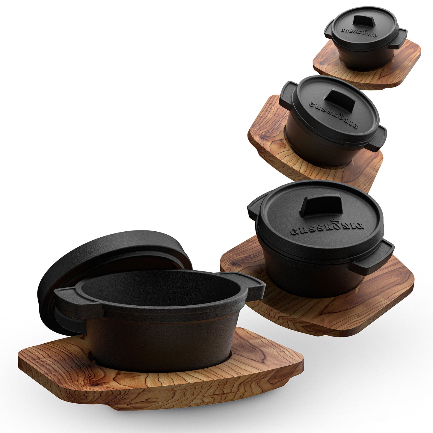 Dutch Oven Set Mini- 6x 300ml & 4x 300ml Gusseisen Mini Topf mit Deckel