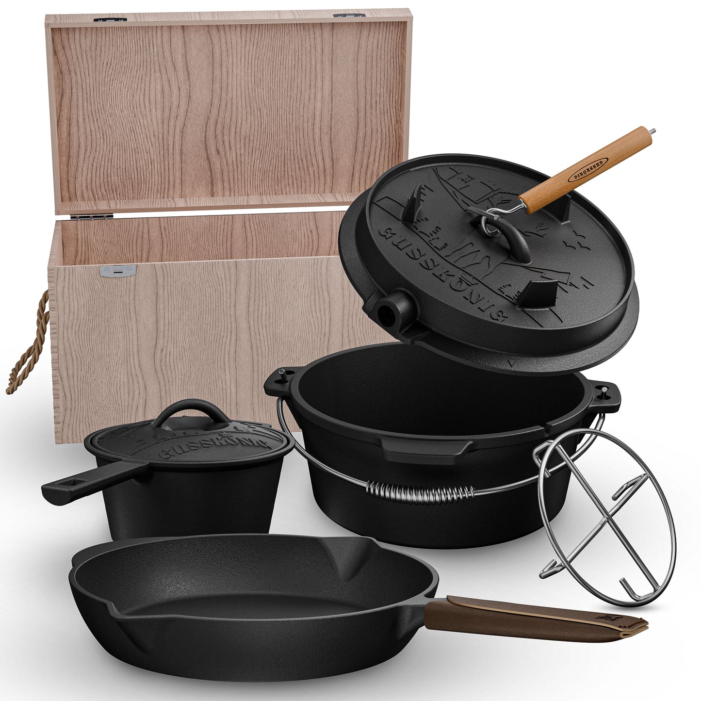 Gusseisen Topf-Set – Ideal zum Braten, Grillen & Schmoren