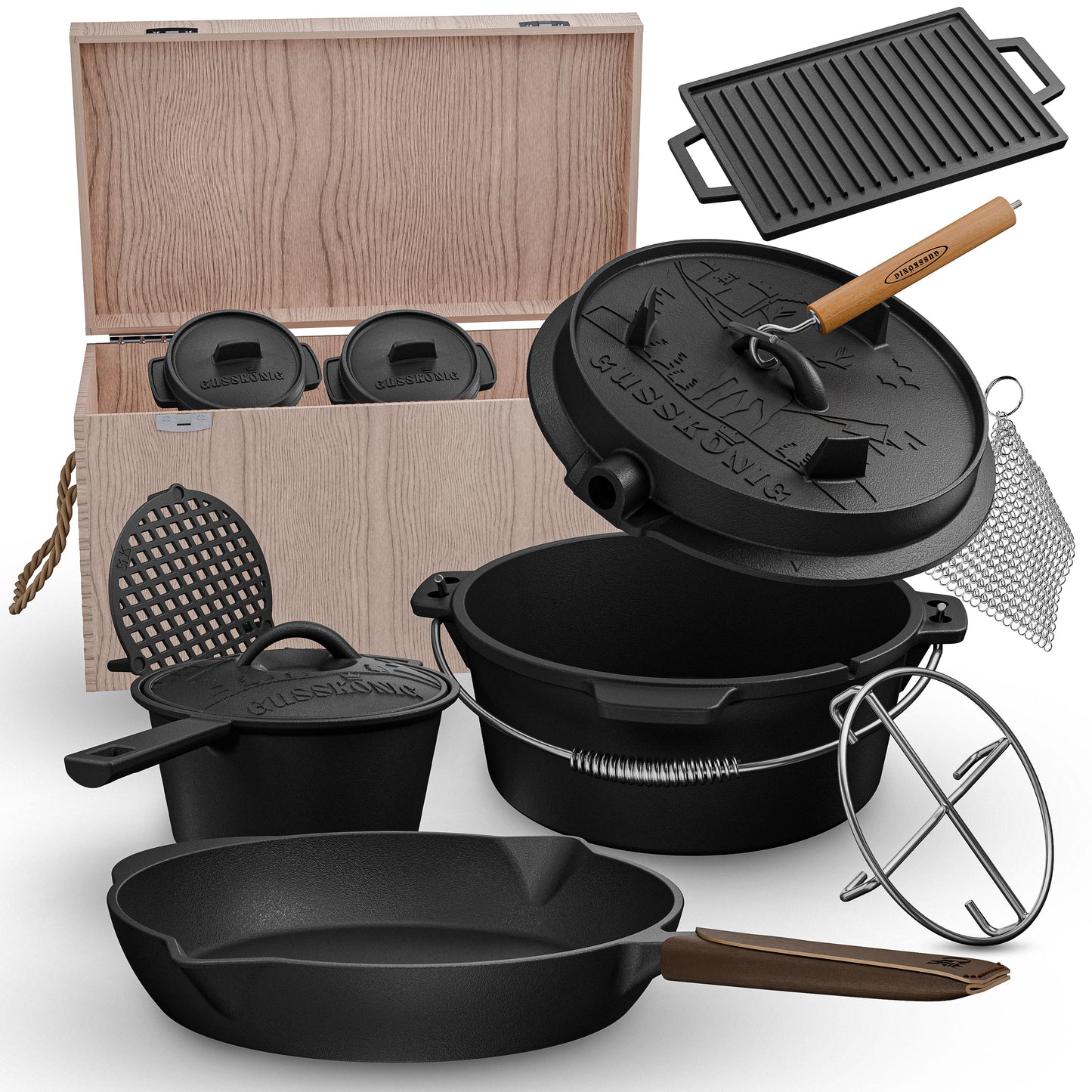 Gusseisen Topf-Set – Ideal zum Braten, Grillen & Schmoren