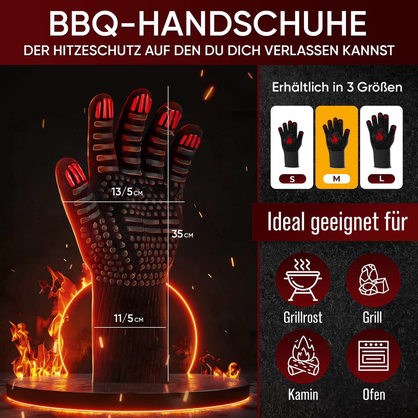 Grillhandschuhe hitzebeständig bis 800°C