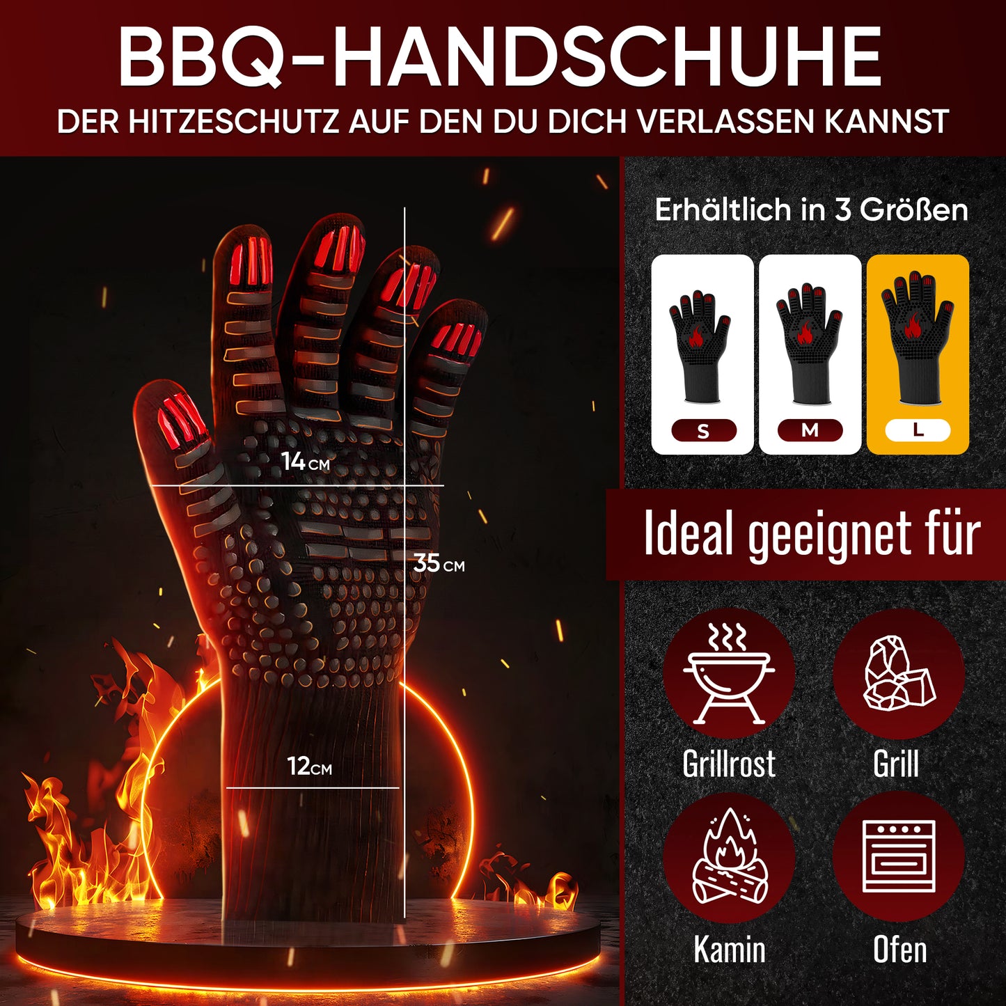 Grillhandschuhe hitzebeständig bis 800°C