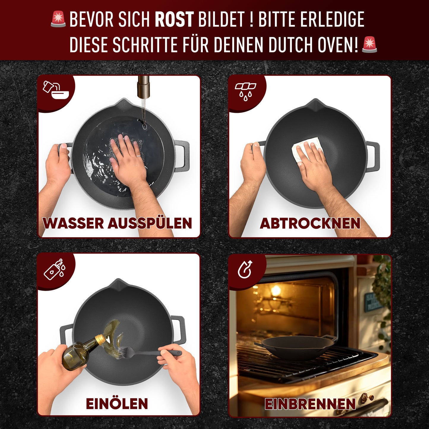 Gusskönig Gusseisen Wok Pfanne 36 cm