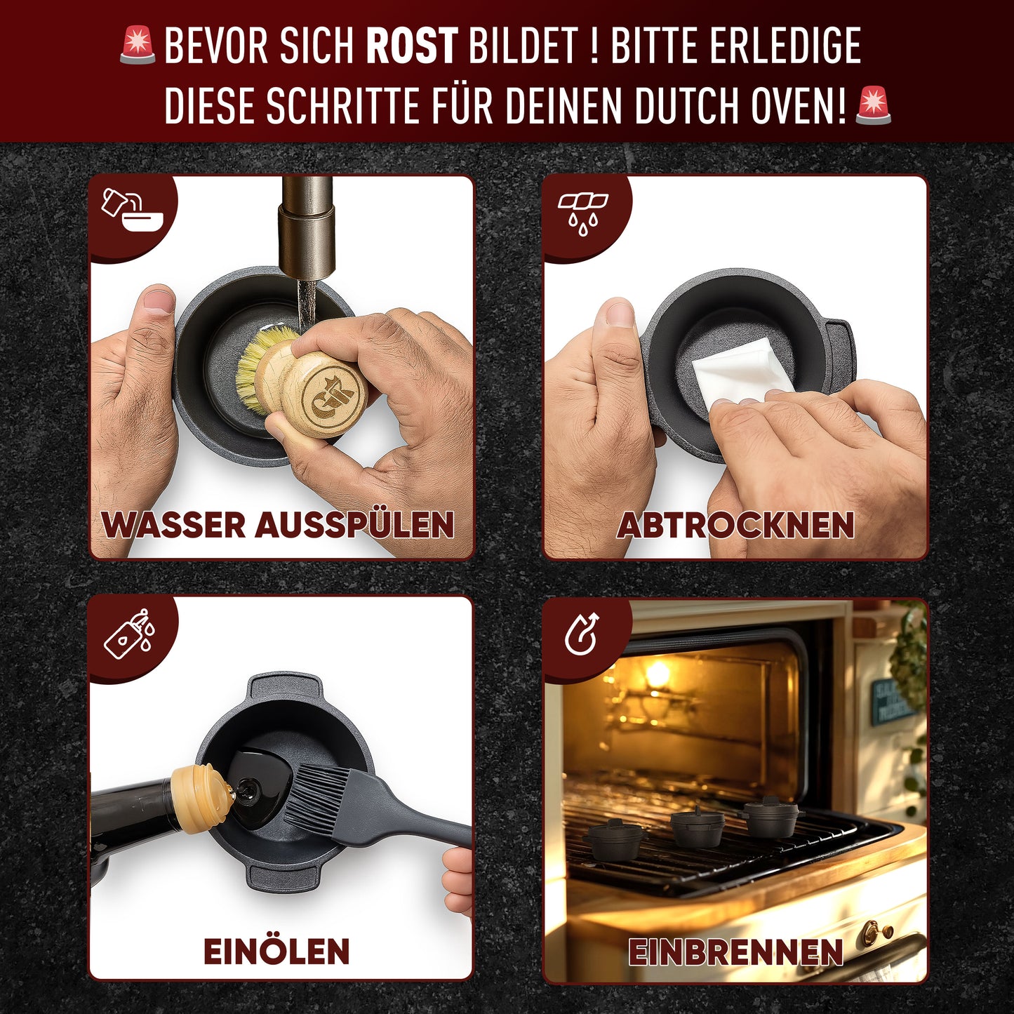 Dutch Oven Set Mini- 6x 300ml & 4x 300ml Gusseisen Mini Topf mit Deckel