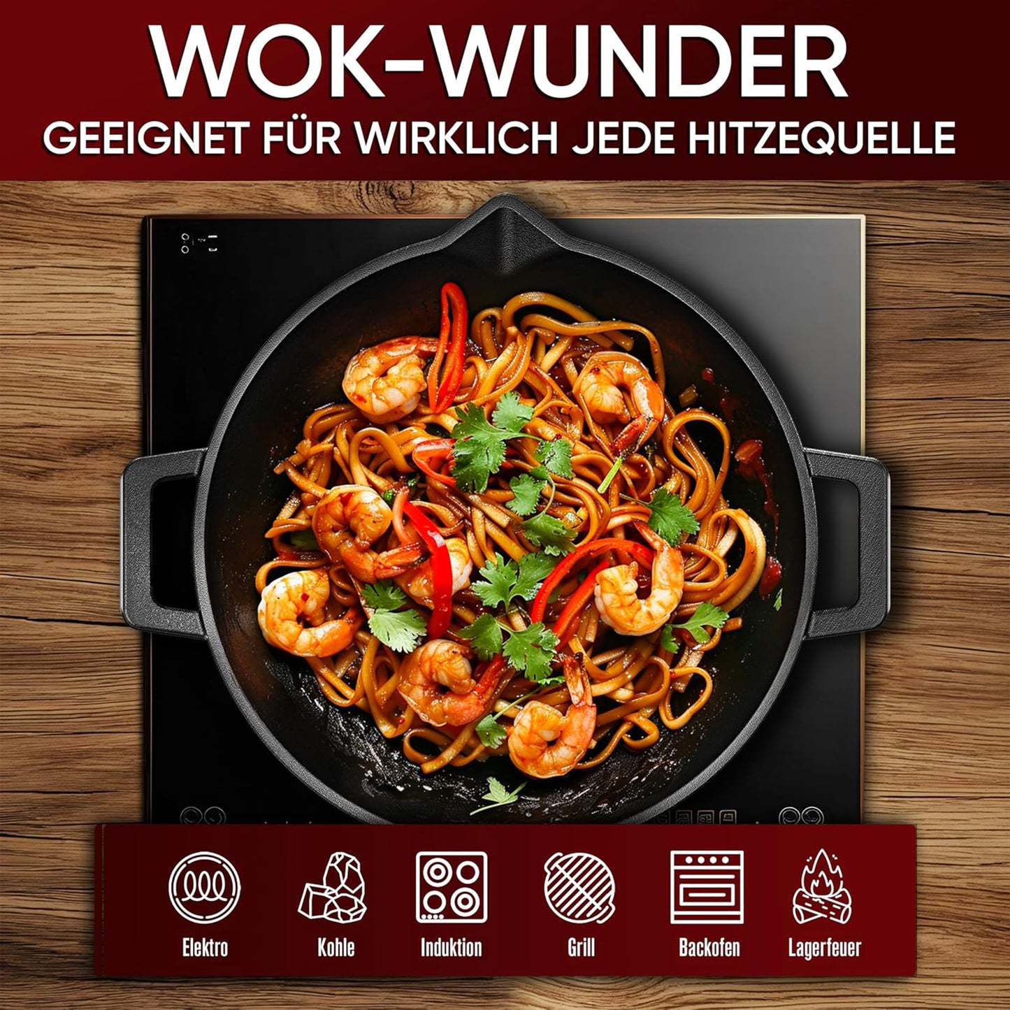 Gusskönig Gusseisen Wok Pfanne 36 cm