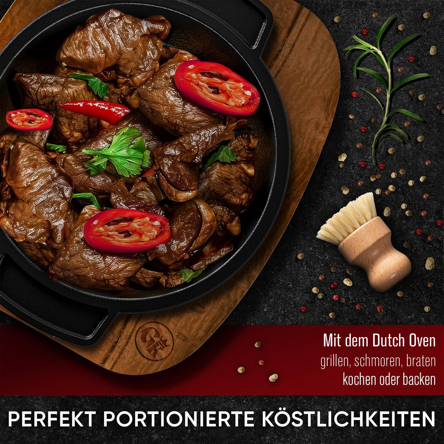 Dutch Oven Set Mini- 6x 300ml & 4x 300ml Gusseisen Mini Topf mit Deckel