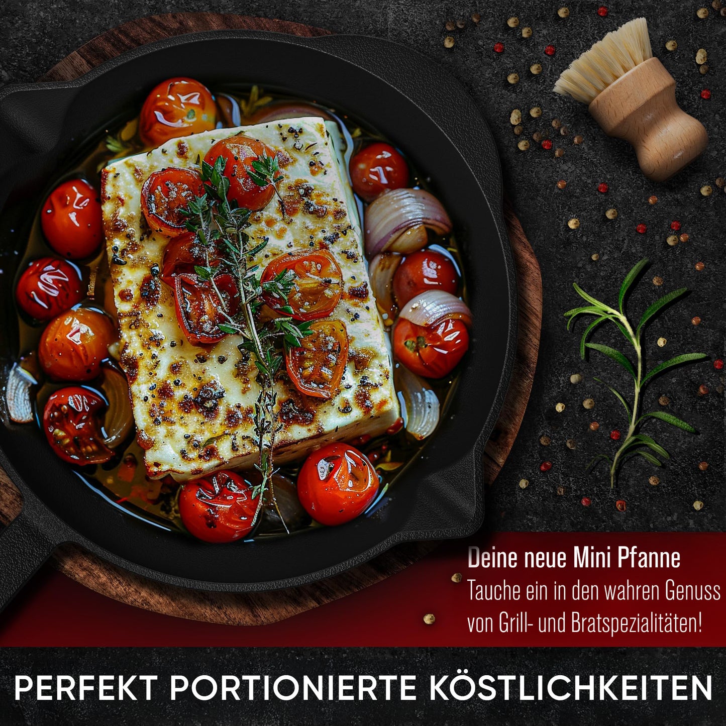 Gusseisen-Grillpfännchen für Grill (6er Set) – 6x Mini-Pfanne