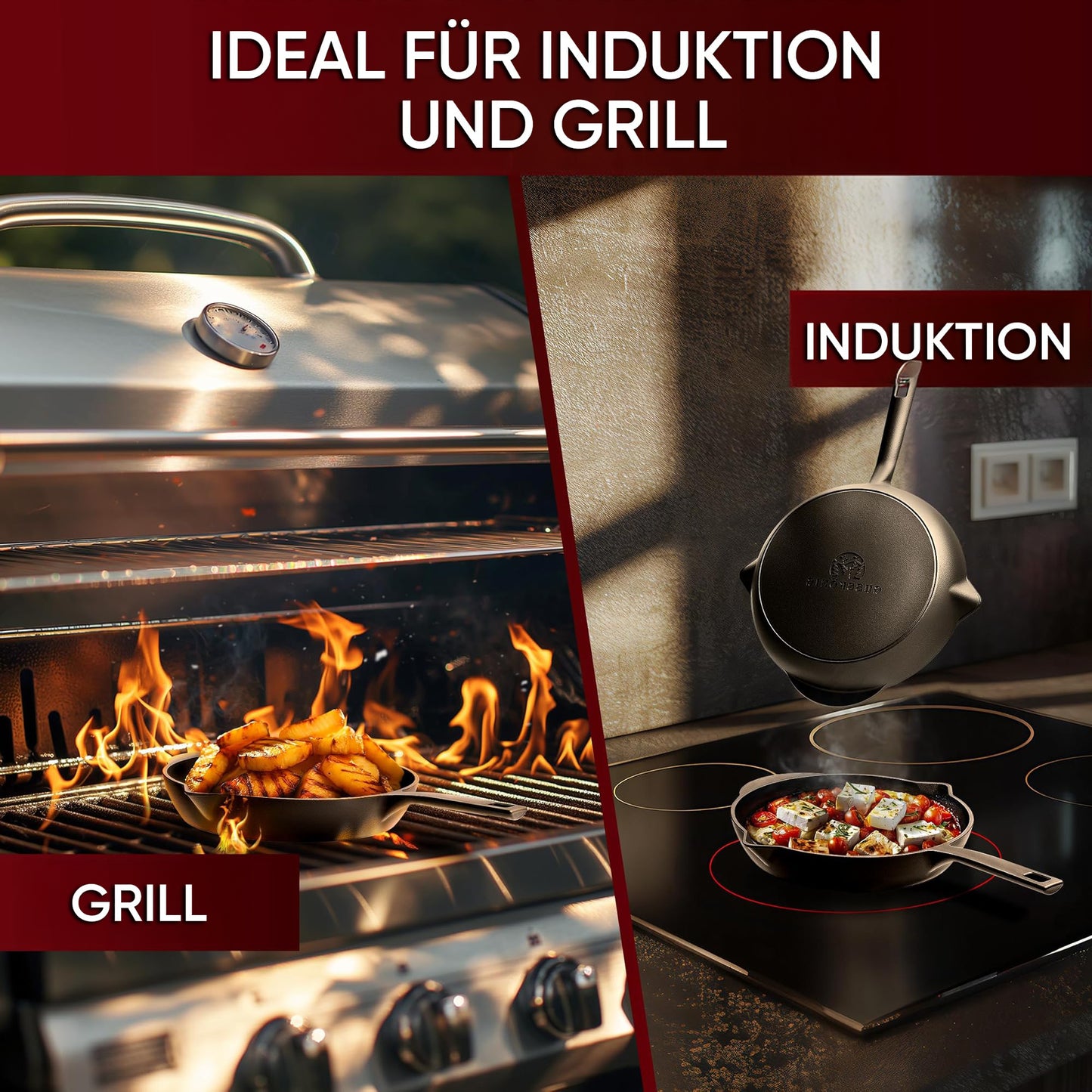 Gusseisen-Grillpfännchen für Grill (6er Set) – 6x Mini-Pfanne