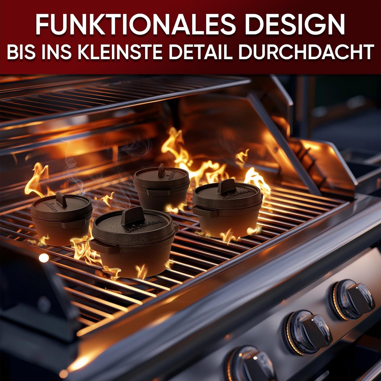 Dutch Oven Set Mini- 6x 300ml & 4x 300ml Gusseisen Mini Topf mit Deckel
