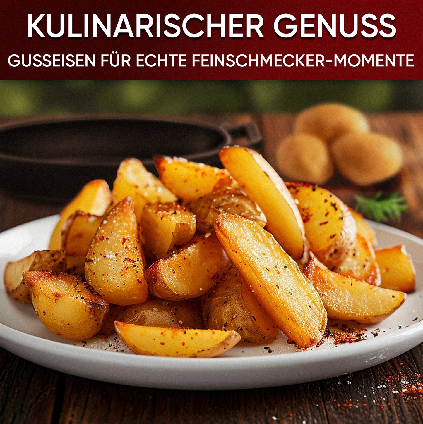 GUSSKÖNIG Servierpfannen Set - 6 ovale Gusseisen Grillpfännchen - Gusseisenpfanne klein inkl. Rezeptbuch