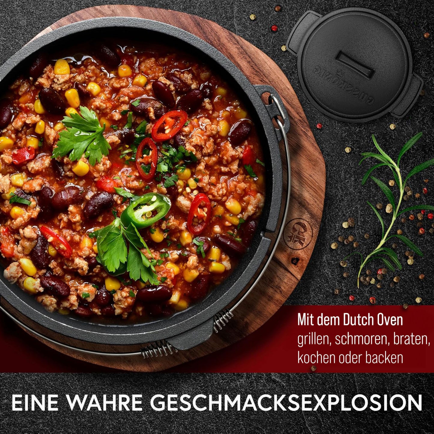 Gusseisen Topf-Set – Ideal zum Braten, Grillen & Schmoren
