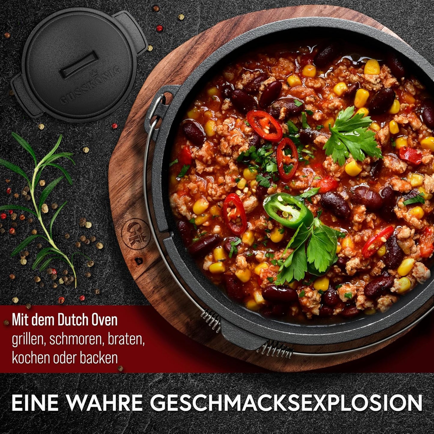 Gusseisen Topf-Set – Ideal zum Braten, Grillen & Schmoren