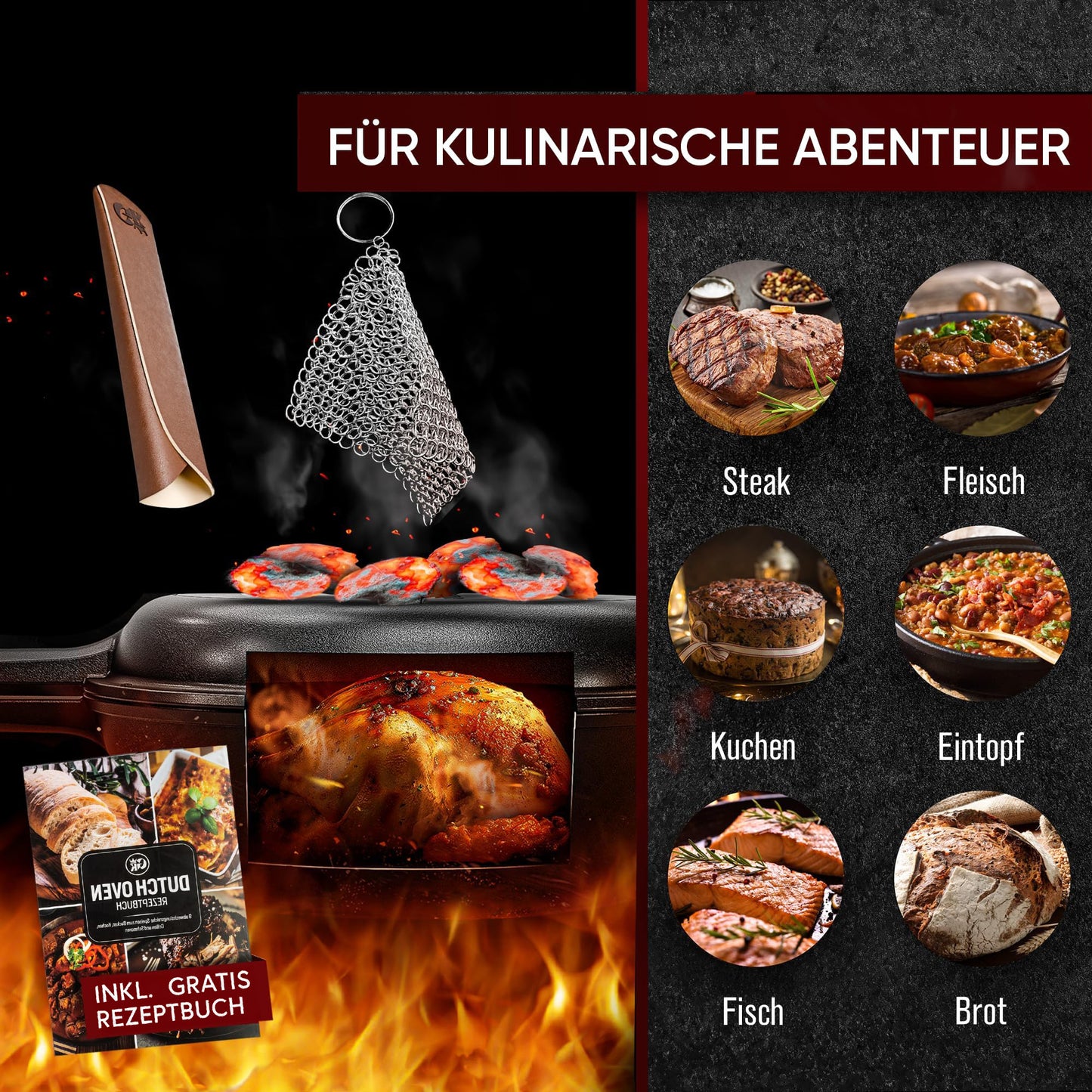 Doppelpfanne mit praktischen Ledergriff 4.5 L