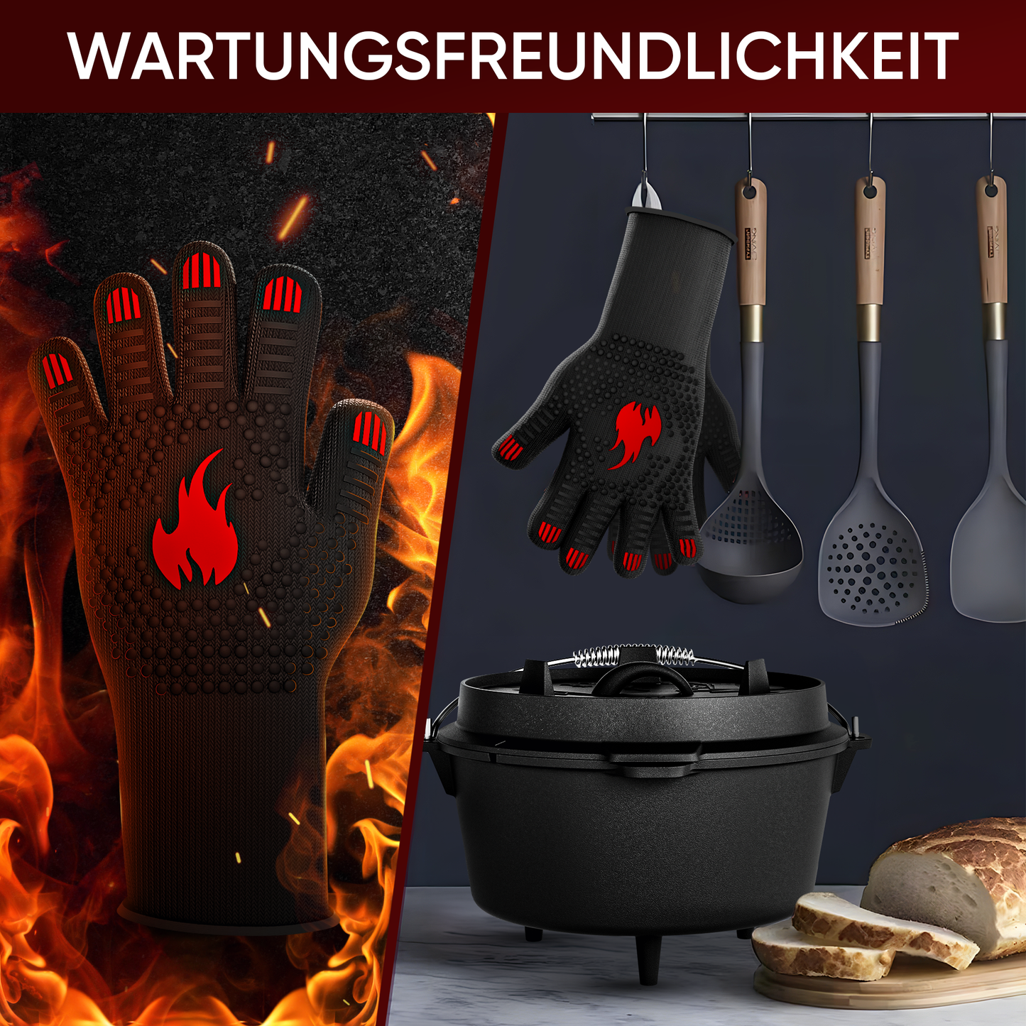 Grillhandschuhe hitzebeständig bis 800°C