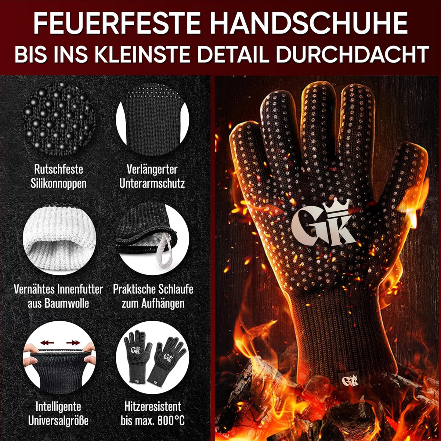 Gusseisen Wok Pfanne 36 cm - mit Grillhandschuhe