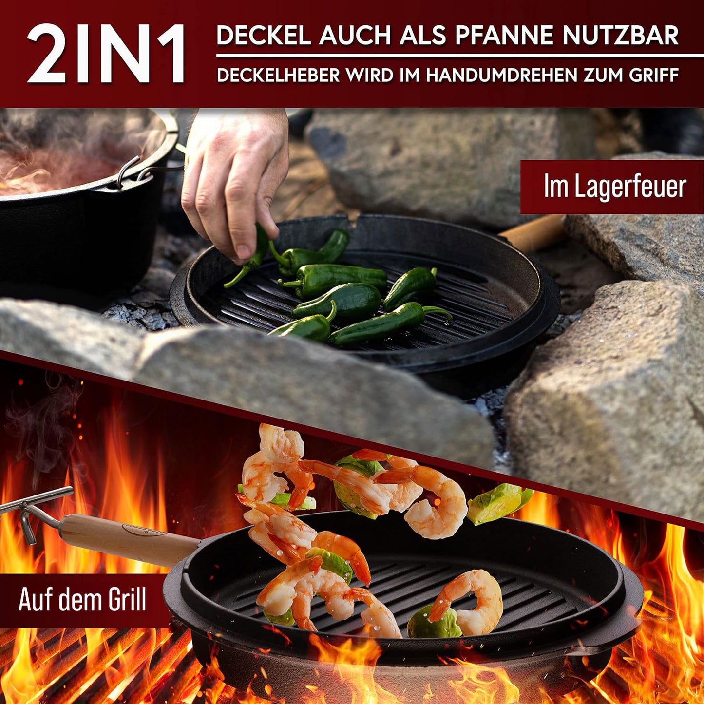 Gusseisen Topf-Set – Ideal zum Braten, Grillen & Schmoren