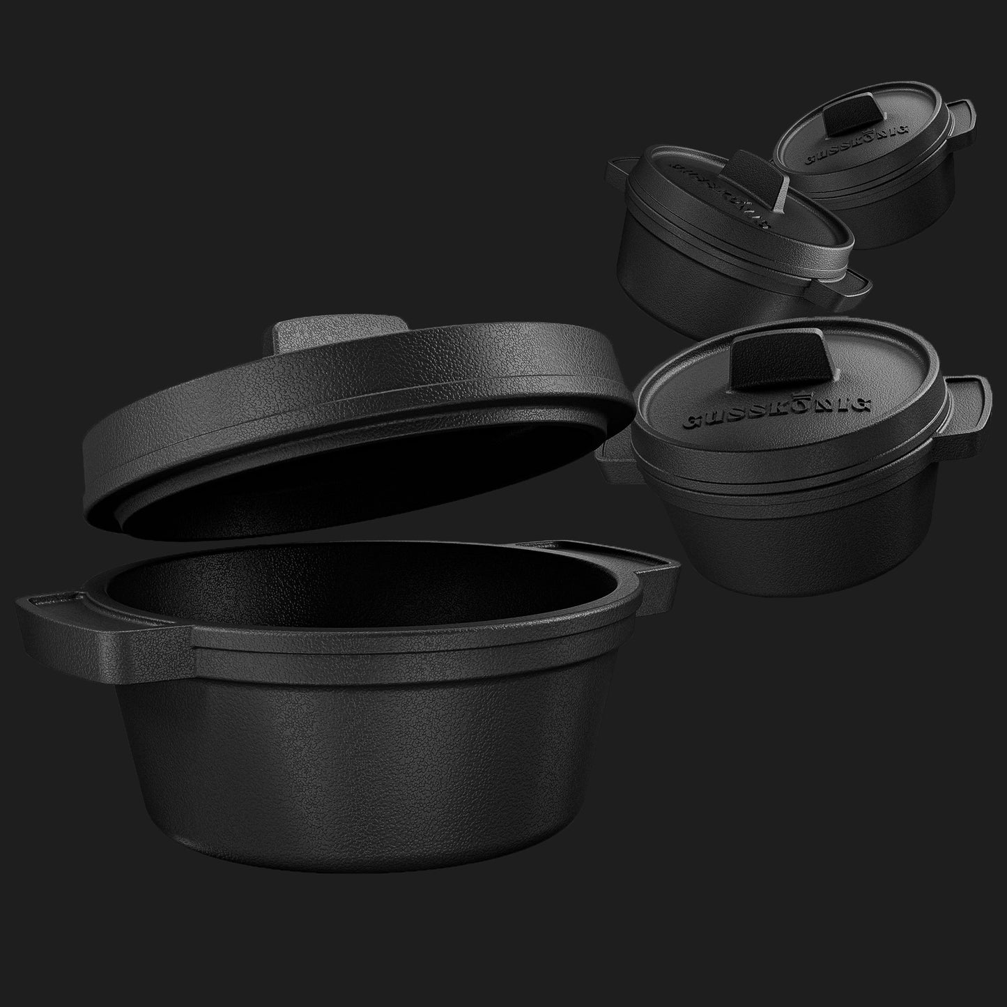 Dutch Oven Set Mini- 6x 300ml & 4x 300ml Gusseisen Mini Topf mit Deckel