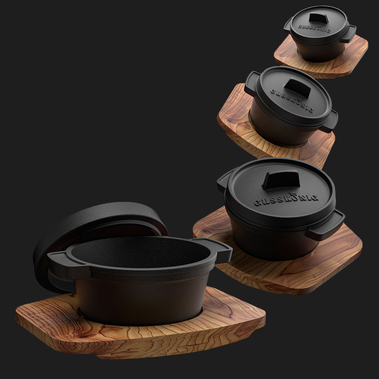 Dutch Oven Set Mini- 6x 300ml & 4x 300ml Gusseisen Mini Topf mit Deckel