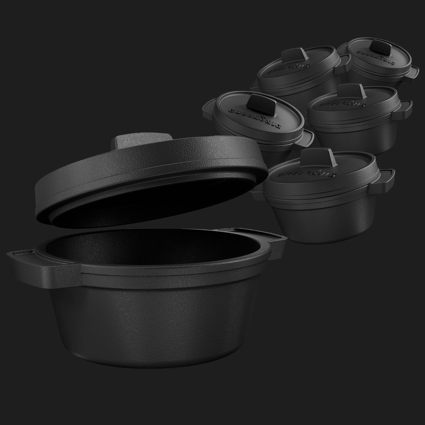 Dutch Oven Set Mini- 6x 300ml & 4x 300ml Gusseisen Mini Topf mit Deckel