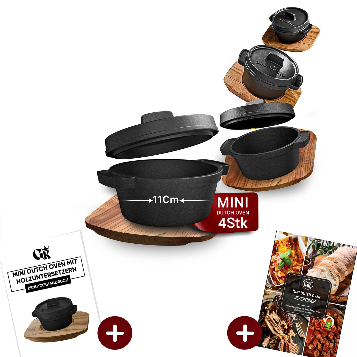 Dutch Oven Set Mini 300ml Gusseisen Mini Topf mit Deckel – GussKönig