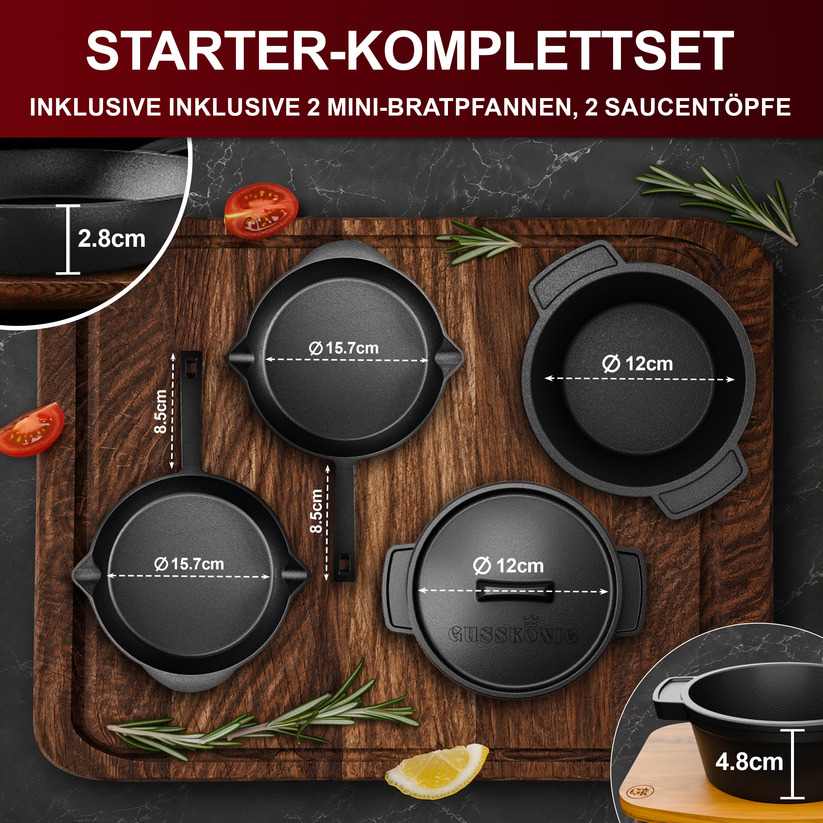 Dutch Oven Set | Gusseisen Kochgeschirr Set | GussKönig®