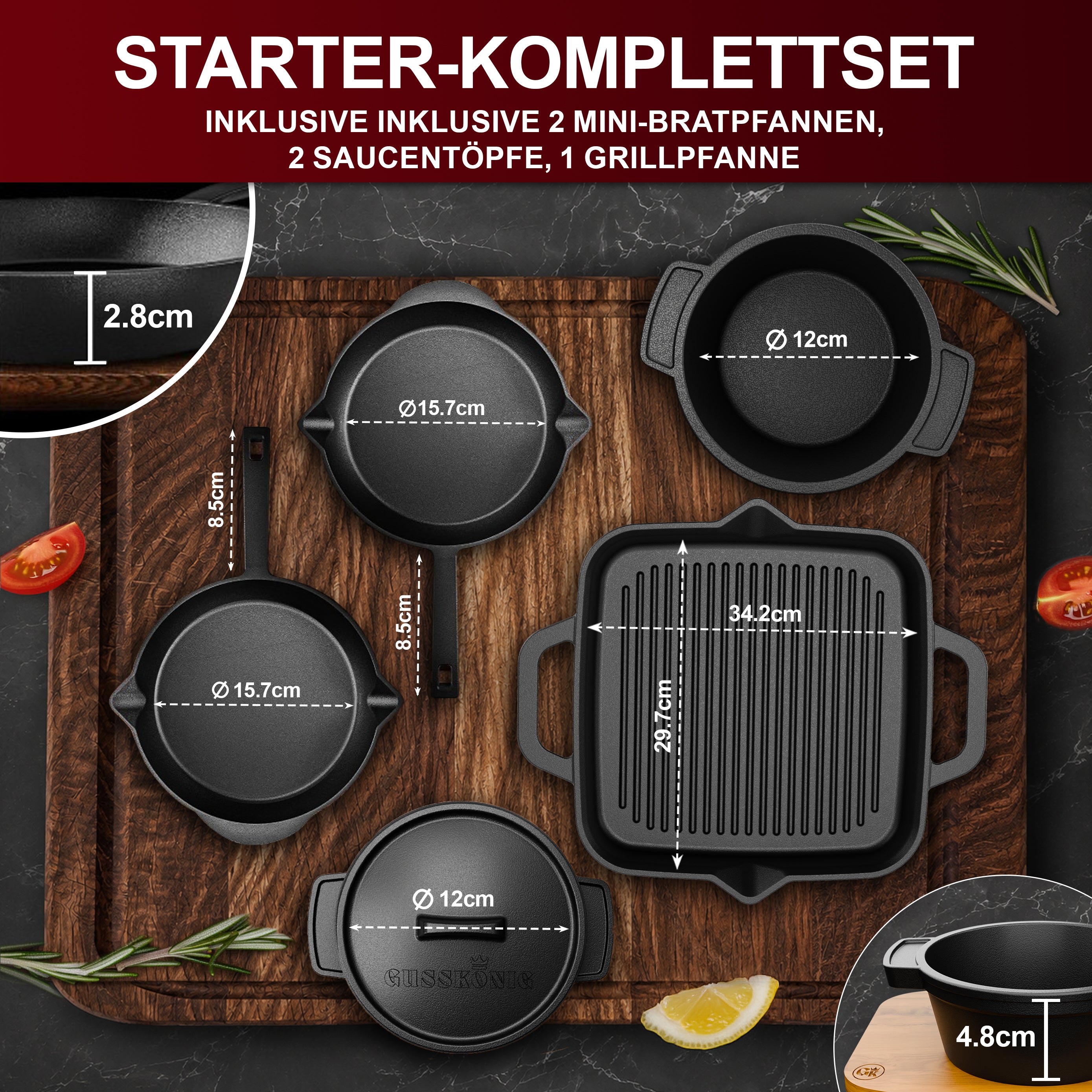 Dutch Oven Set | Gusseisen Kochgeschirr Set | GussKönig®