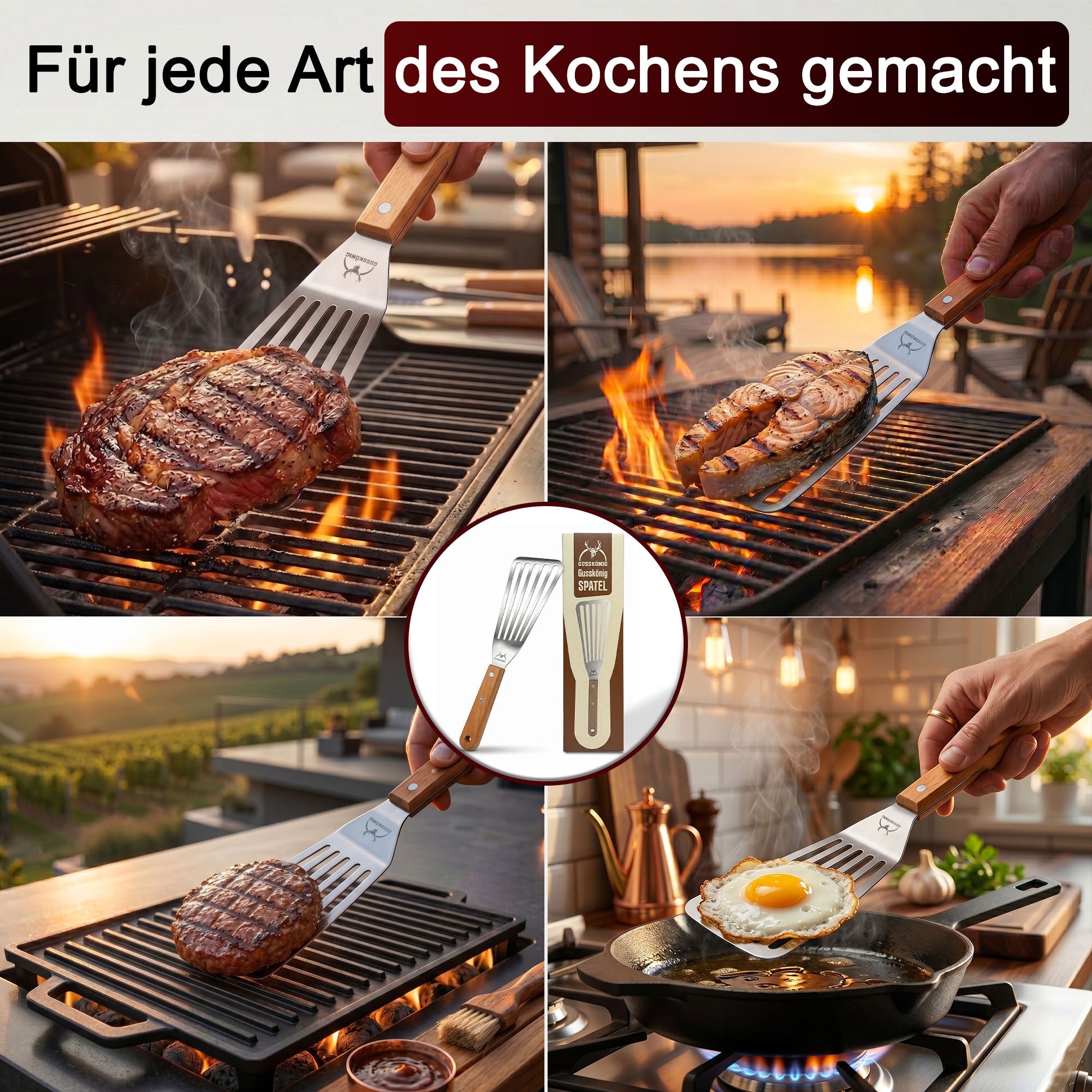 Pfannenwender Edelstahl & Grillwender | Edelstahl 420 | GussKönig®