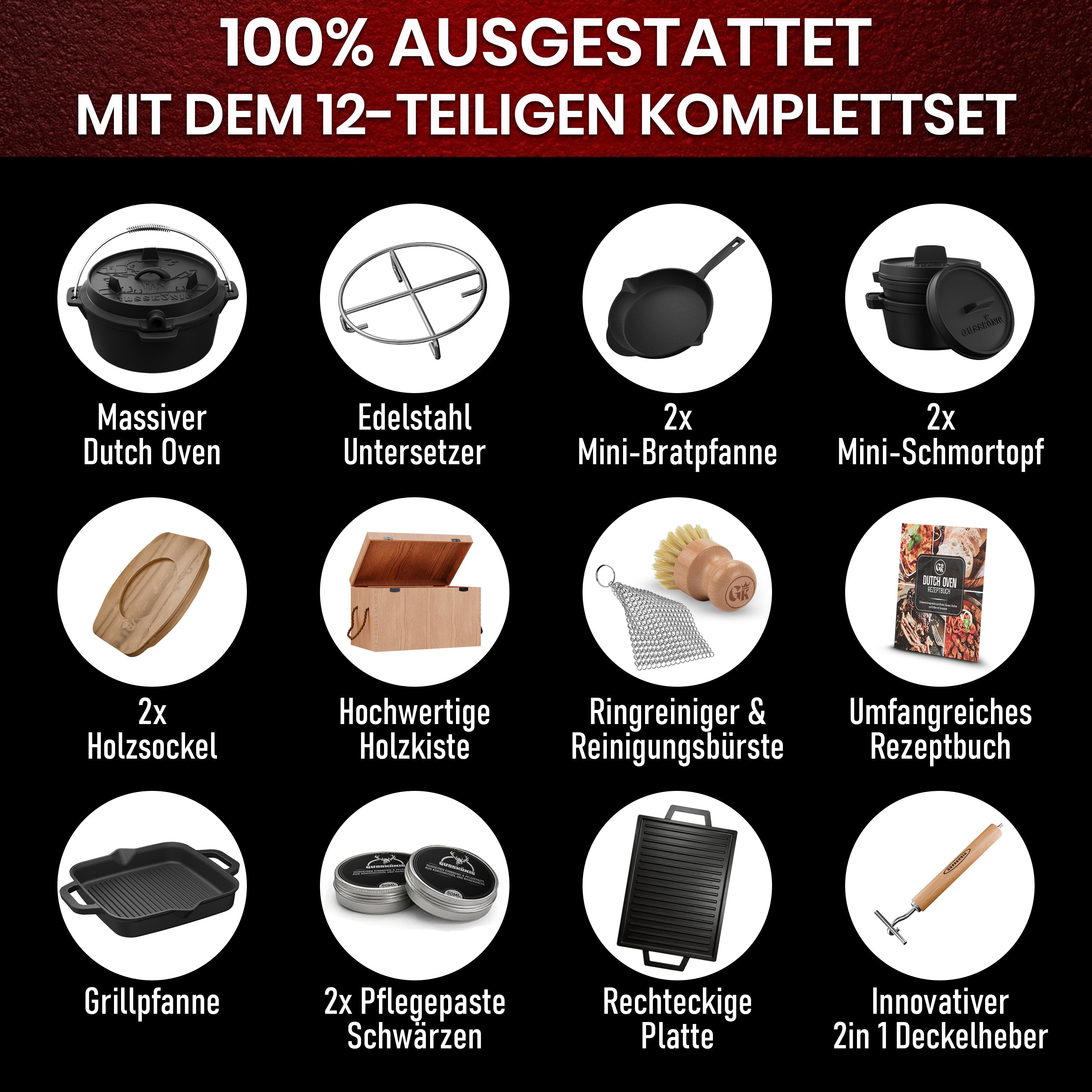 Dutch Oven Set | Gusseisen Kochgeschirr Set | GussKönig®