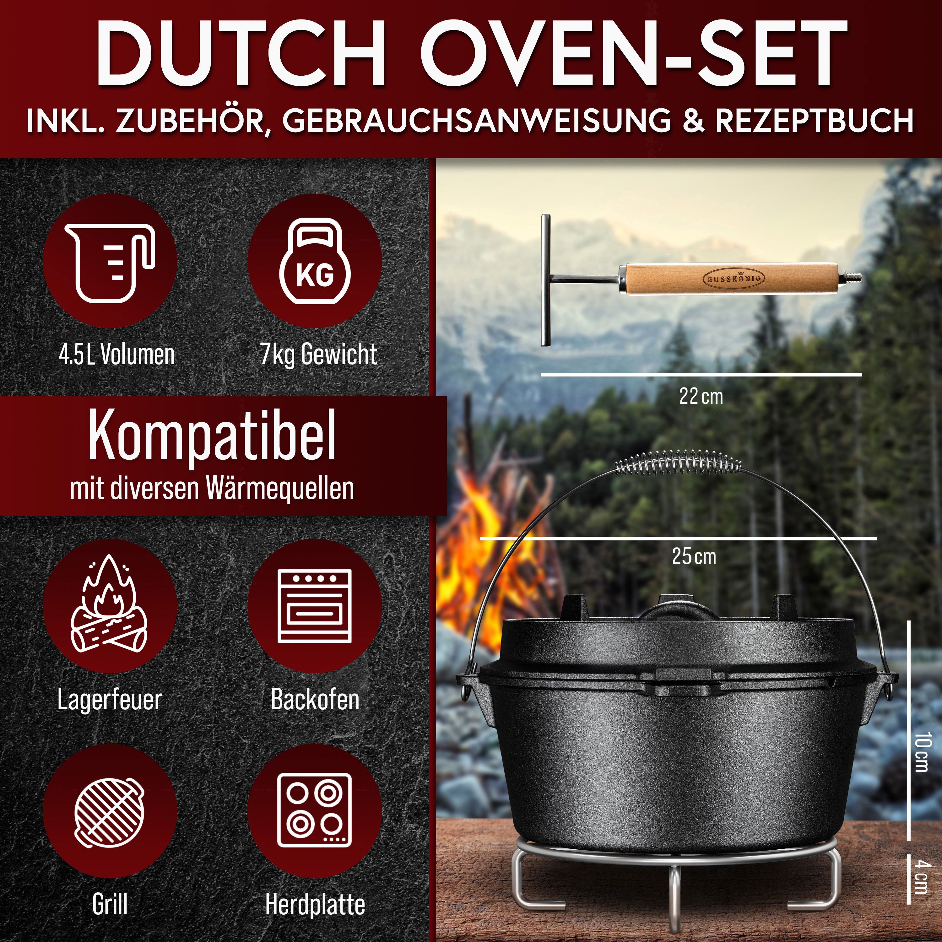 Dutch Oven Set | Gusseisen Kochgeschirr Set | GussKönig®