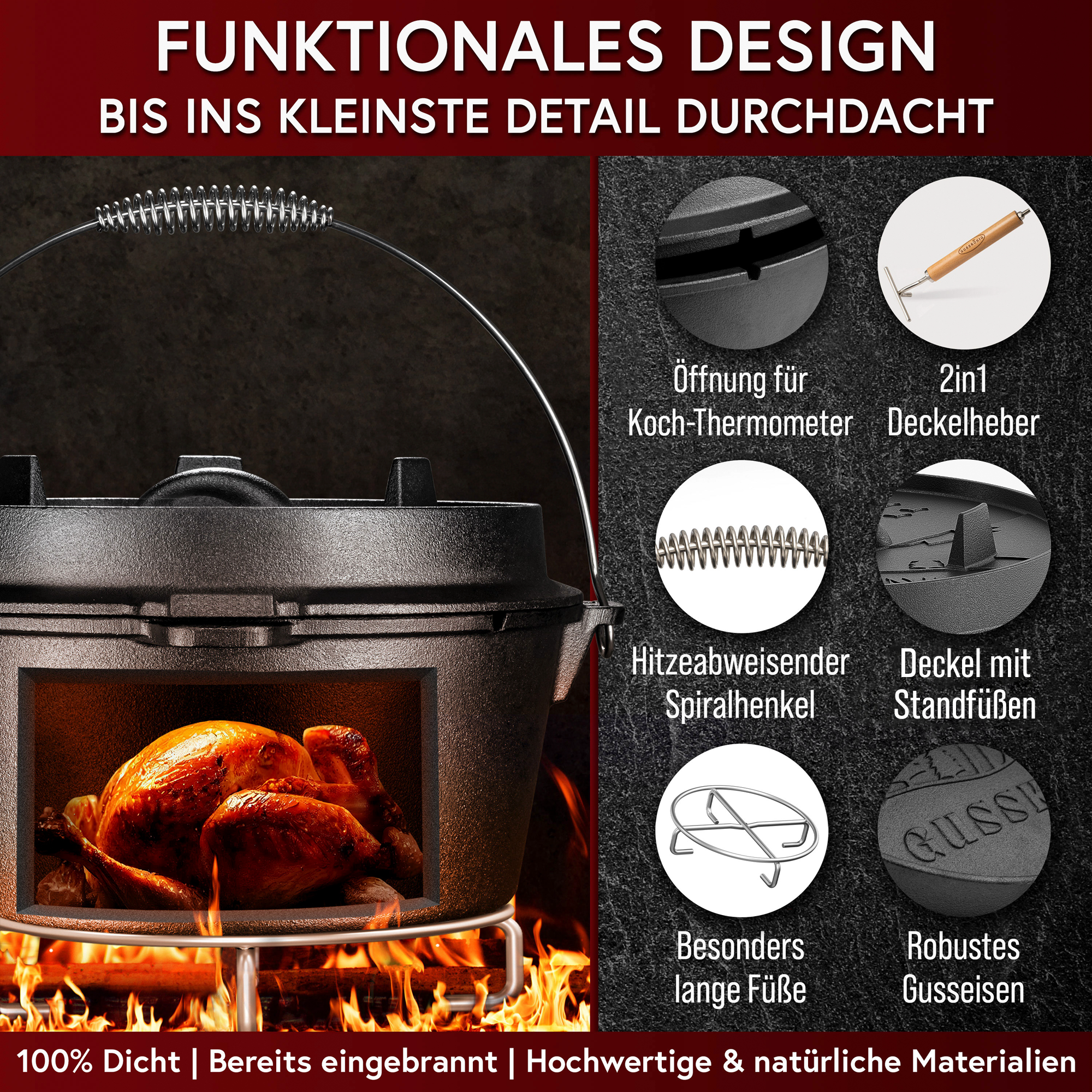 Dutch Oven Set – Ideal für Grillen, Braten & Schmoren