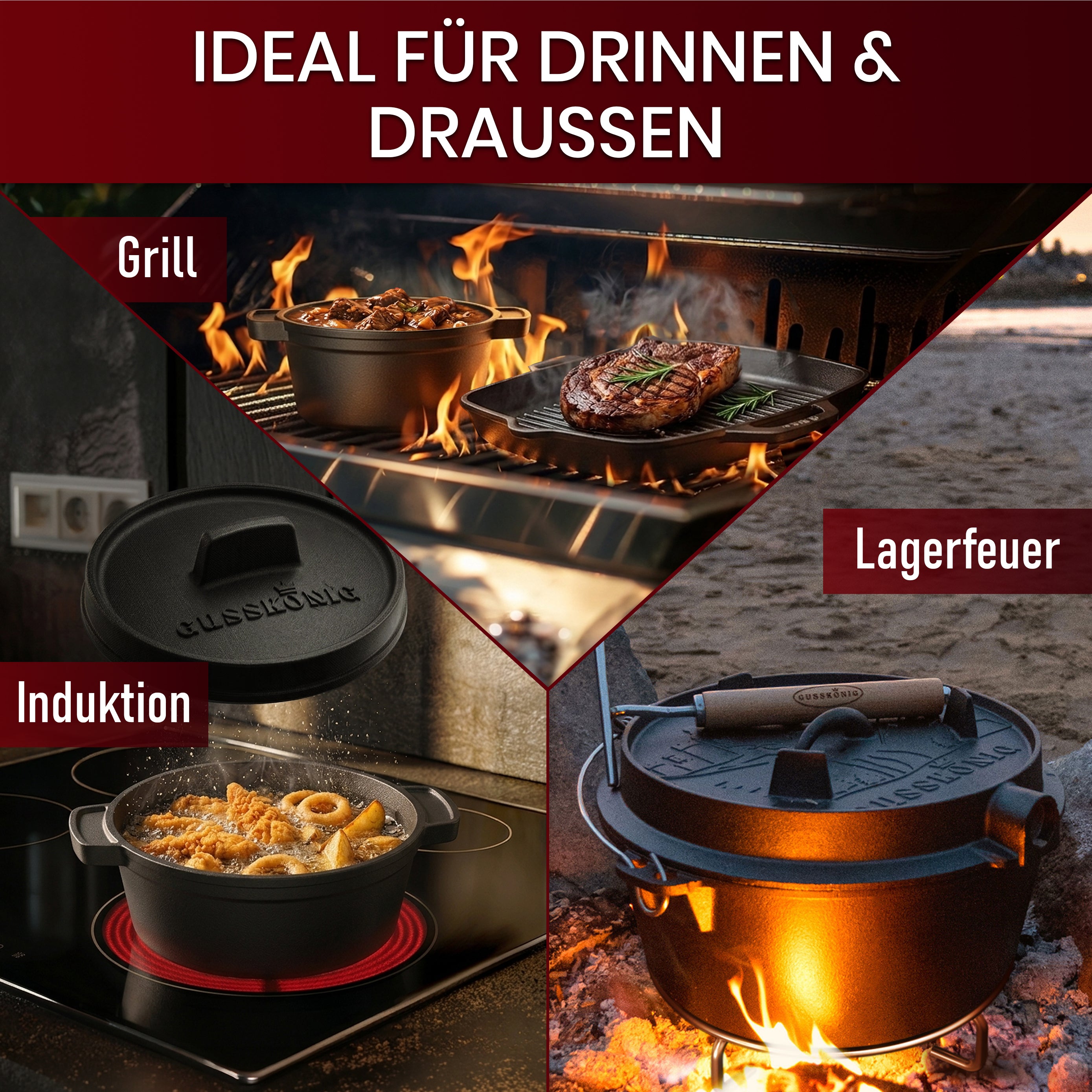 Dutch Oven Set – Ideal für Grillen, Braten & Schmoren