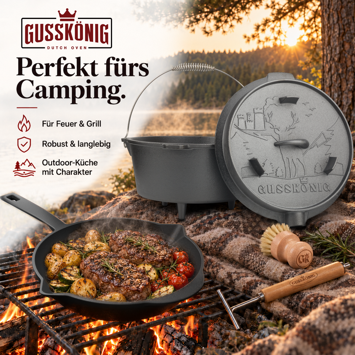 GUSSKÖNIG Komplettset – Schmortopf & Bratpfanne