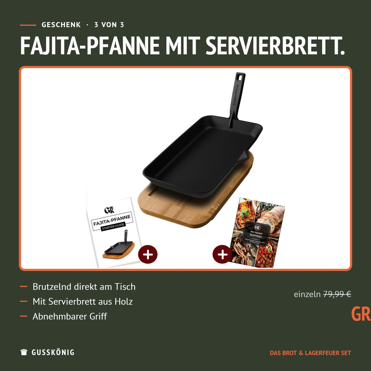 Geschenk im Set: Fajita-Pfanne mit Servierbrett