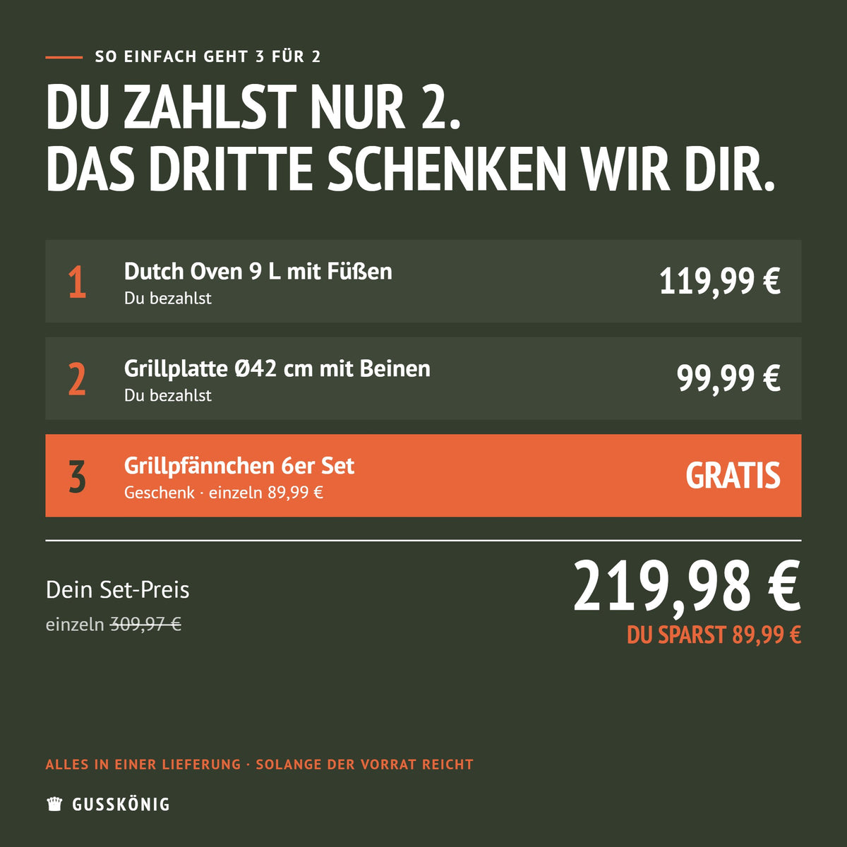 So einfach geht 3 für 2: Du zahlst nur 2 Produkte