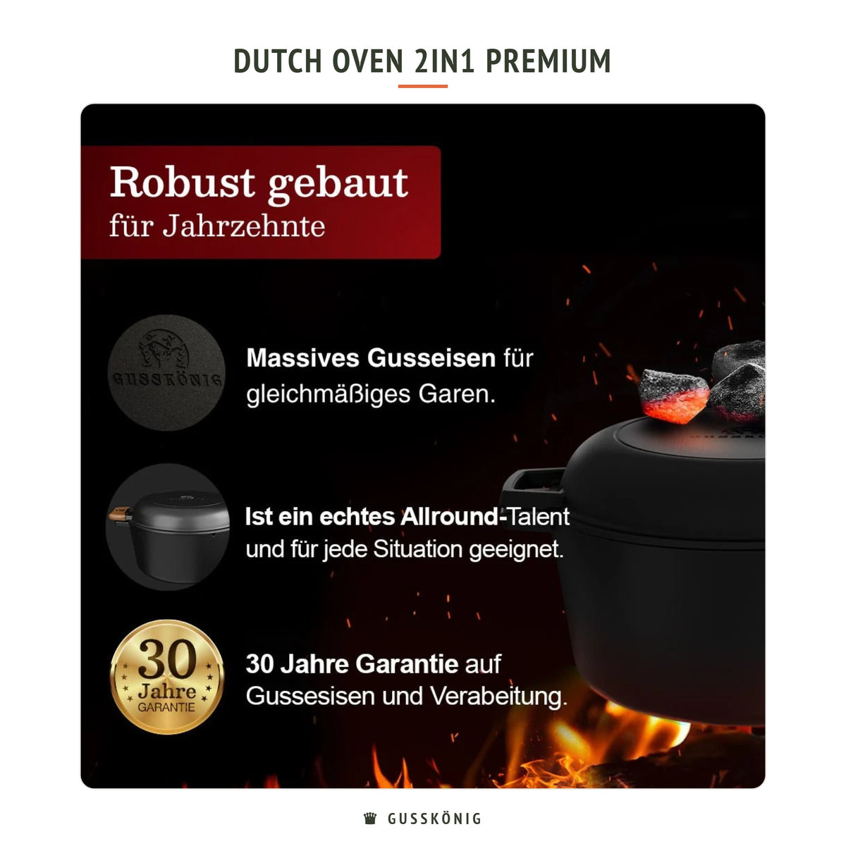 Gusskönig Dutch Oven 2in1 Premium