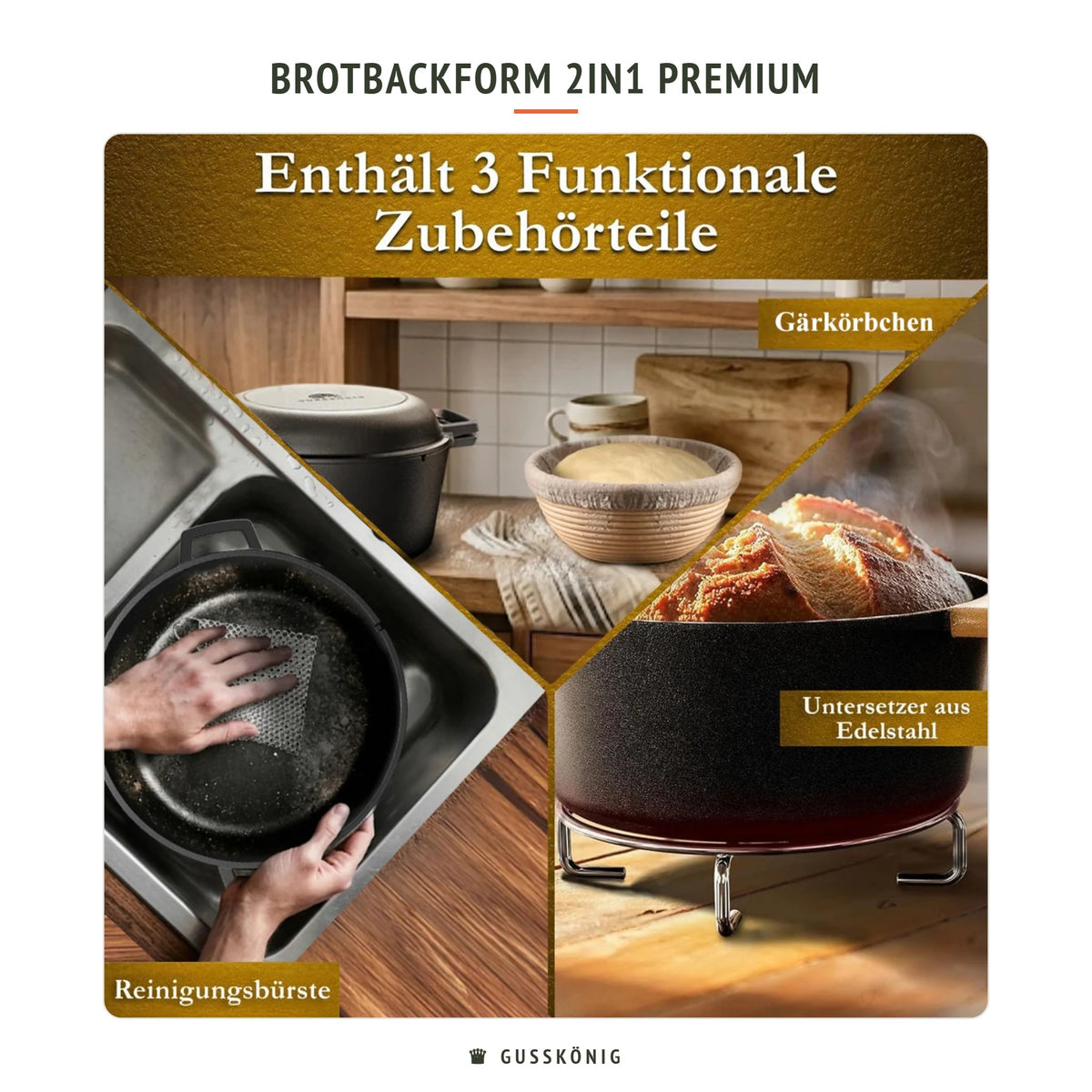 Gusskönig Brotbackform 2in1 Premium