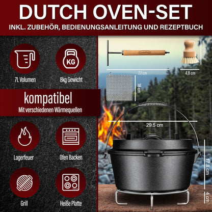 Premium Dutch Oven Eingebrannt – Schmortopf