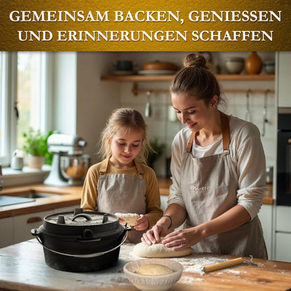 Gusseisen Brotbackform mit Deckel – inkl. Zubehör
