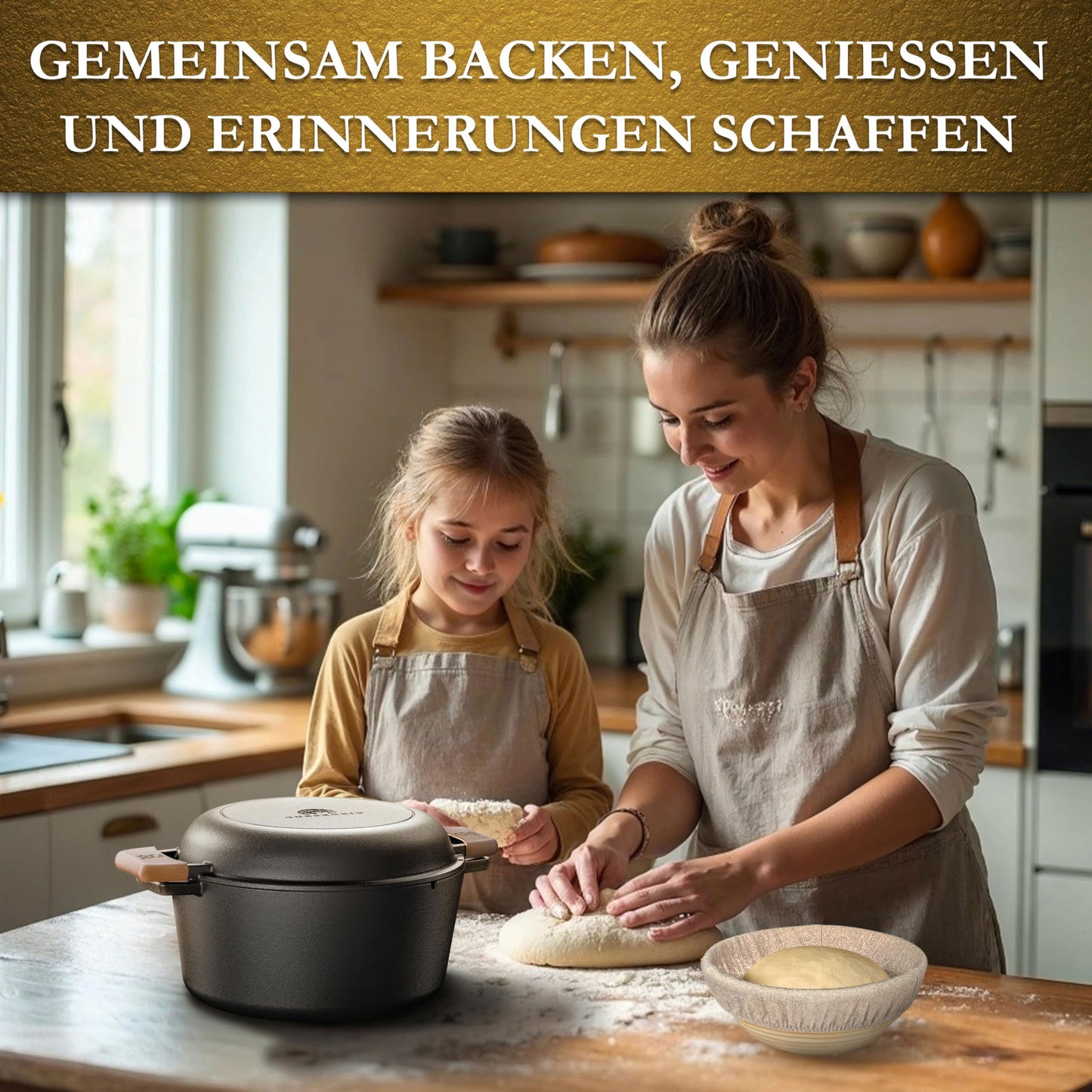 2in1 Gusseisen Brotbackform - inkl. Kochbuch & Zubehör