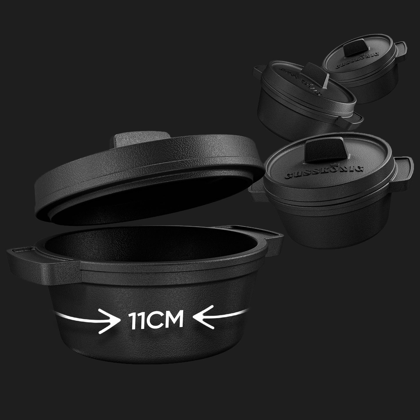 Dutch Oven Set Mini- 6x 300ml & 4x 300ml Gusseisen Mini Topf mit Deckel