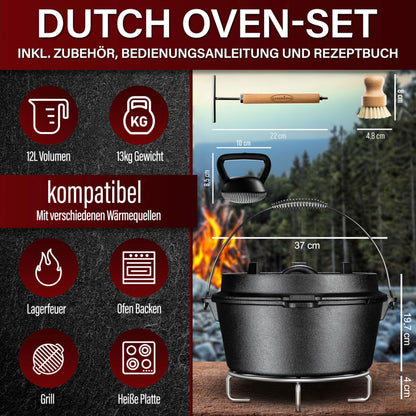 Premium Dutch Oven Eingebrannt – Schmortopf