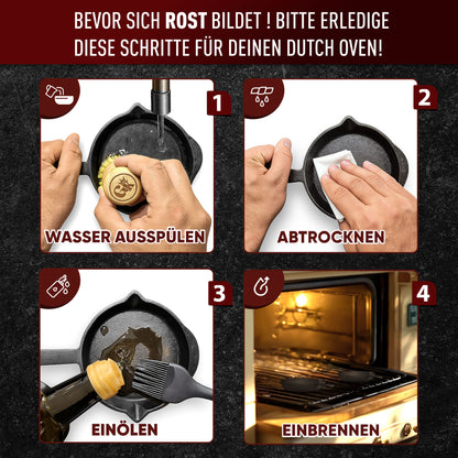 Gusseisen-Grillpfännchen 6er Set – Mini-Pfannen