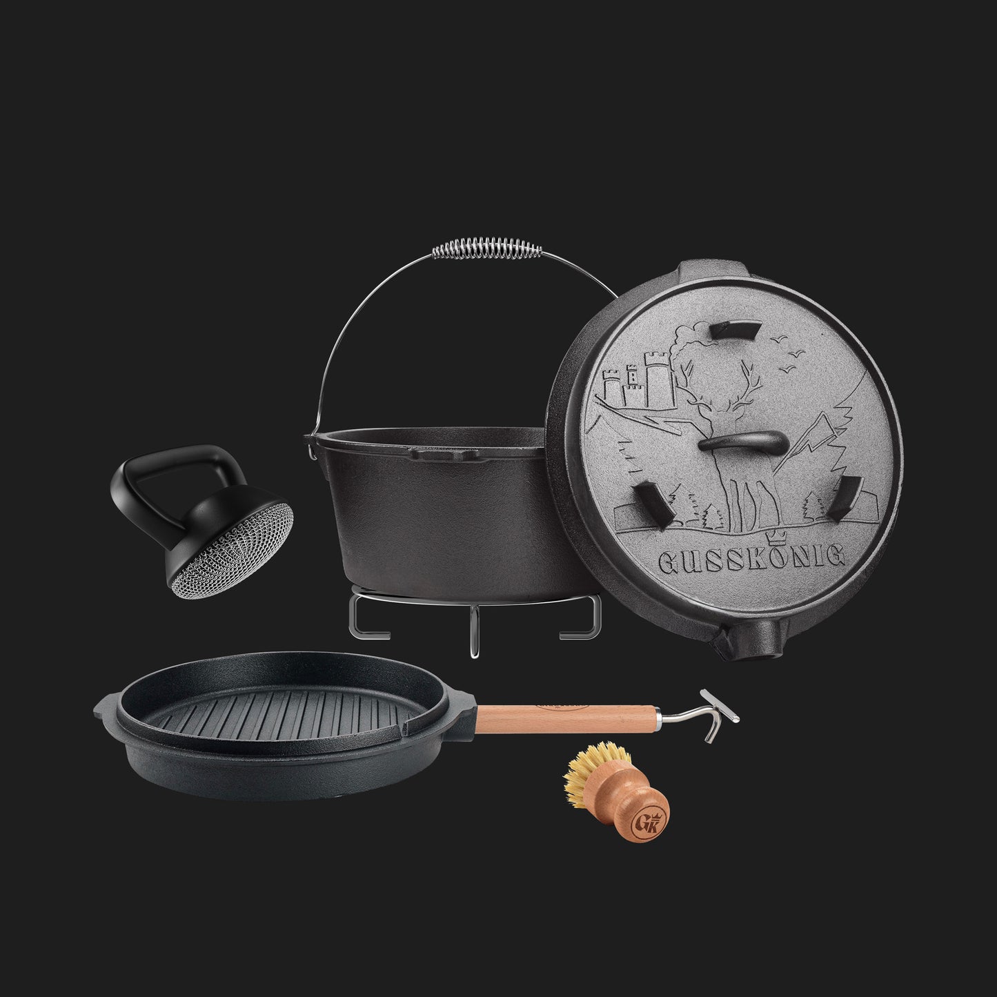 Premium Dutch Oven Eingebrannt – Schmortopf