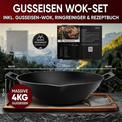 Gusskönig Gusseisen Wok Pfanne 36 cm